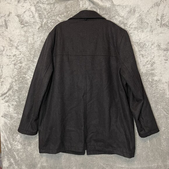 Tommy Hilfiger Men Wool Bland Quilted Lining Car Coat Jacket 2XL Black Overcoat - Picture 2 of 13